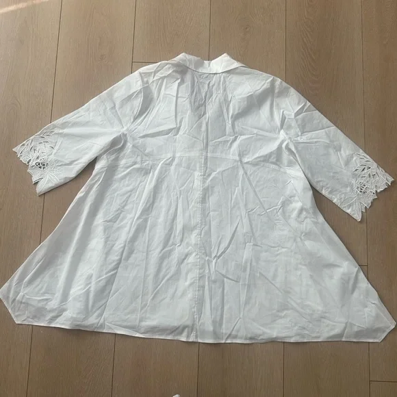 STELLA CARAKASI White Blouse with Lace Detail - Size XL - Picture 2 of 4